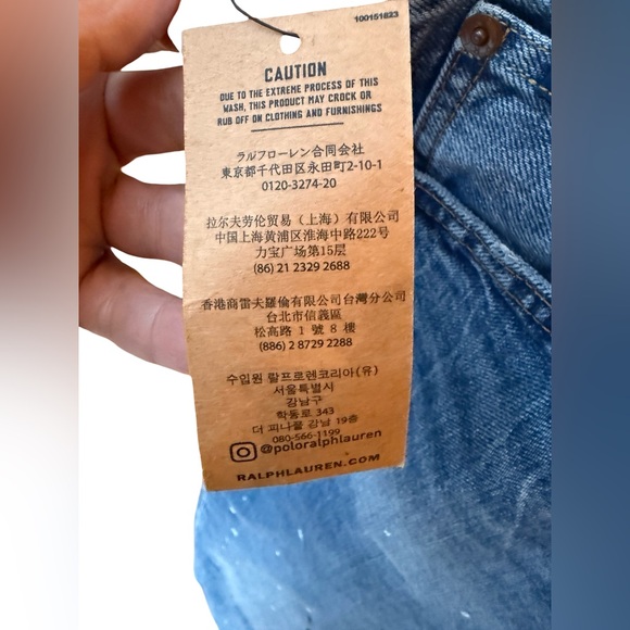 NWT Polo Ralph Lauren Men Paint Splatter Denim classic Straight Jeans Blue 34x30 - Picture 6 of 12